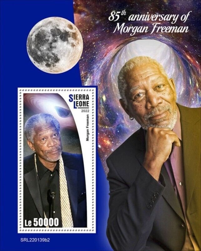 Sierra Leone - 2022 Actor Morgan Freeman - Stamp Souvenir Sheet - SRL220139b2