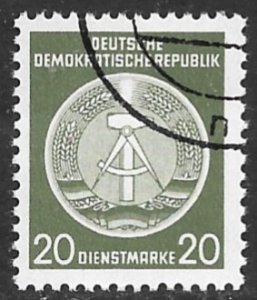 GERMANY DDR 1954 20pf ARMS Official Sc O8 CTO Used