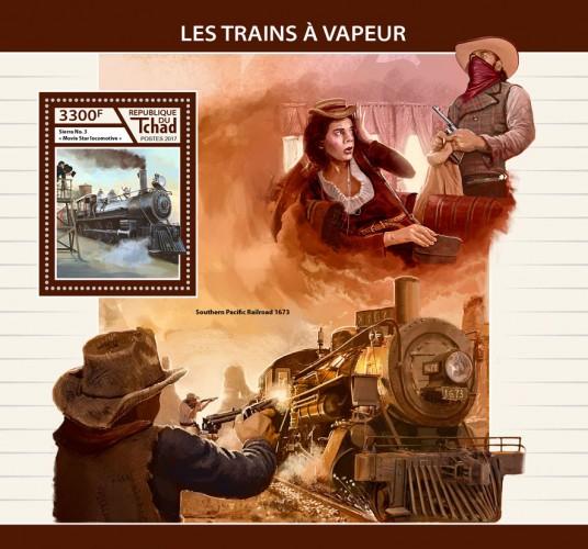 CHAD - 2017 - Steam Trains - Perf Souv Sheet - MNH