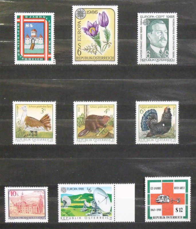 8003   Austria   MNH # 1215, 1221-23, 1245, 1346, 1365, 1427, 1429  CV$ 10.95