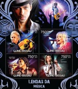 Music Prince David Bowie Freddie Mercury Billy Idol Guinea-Bissau MNH stamp set