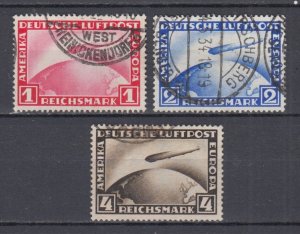 1928/31 Deutsches Reich Germany  Full Set Zeppelin Mi.423/4 + 455  Watermark VFU