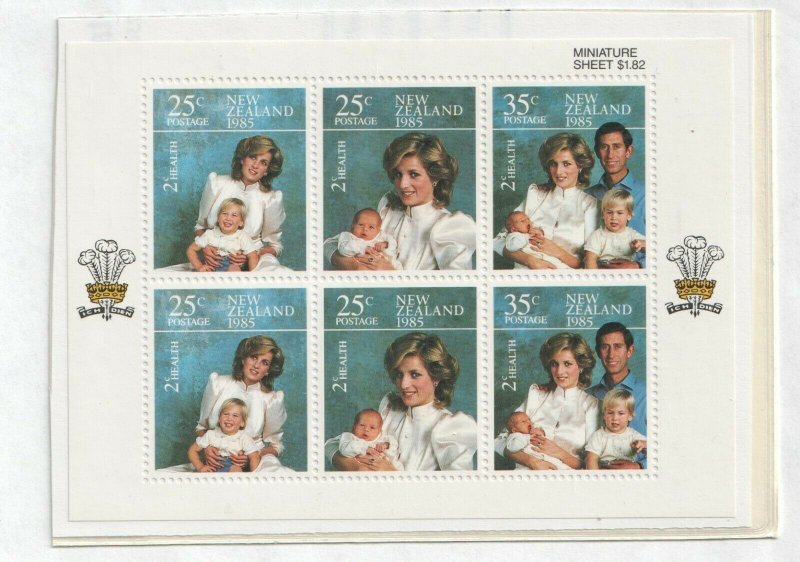 1985 NEW ZEALAND - SG: MS 1375 - HEALTH - PRINCESS DIANA - UNMOUNTED MINT