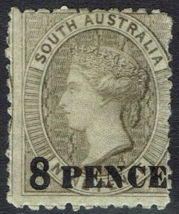 SOUTH AUSTRALIA 1876 QV 8 PENCE ON 9D GREY BROWN