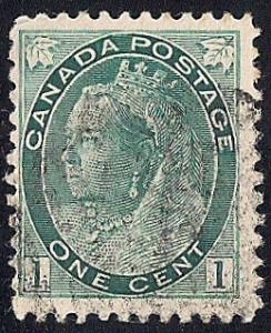 Canada #75 1 cent Queen Victoria,Gray Green Stamp used F