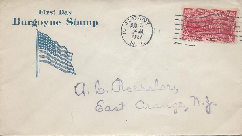 U.S., Scott #644 First Day Cover, Roessler Cachet, Albany, N.Y., Aug. 3, 1927