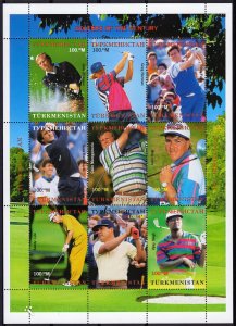 Turkmenistan 1998 GOLFERS OF THE CENTURY Sheetlet (9) Perforated MNH