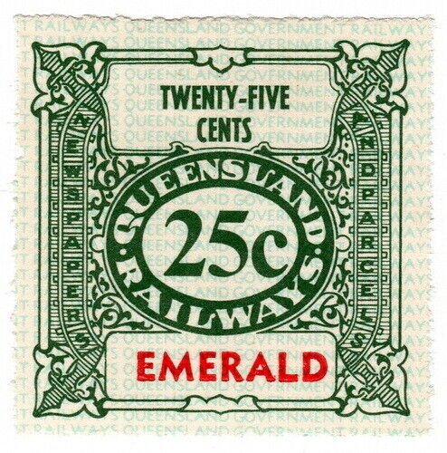 (I.B) Australia - Queensland Railways : Parcel 25c (Emerald)