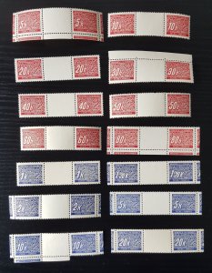 German Third Reich 1939 Occ. Bohemia & Moravia Postage Due Gutter Pairs MNH