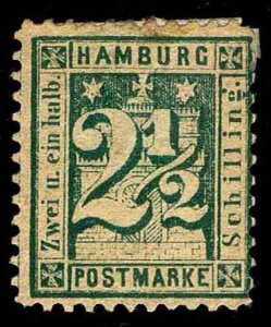 1864-65 UNUSED HAMBURG #23 - VALUE NUMERAL ON ARMS - F - CV $95.00 (ESP#8853)