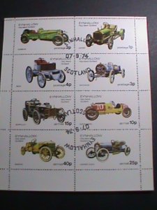 EYNHALLOW-SCOTLAND 1974-WORLD CLASSIC ANTIQUE CARS CTO- SHEET VERY FINE