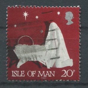 Isle of Man Sc#489 Used, 20p red brn & sil, Christmas 1991: Paper Sculptures ...