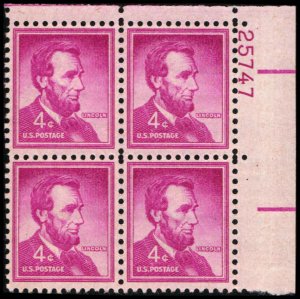 US #1036a LINCOLN MNH UR PLATE BLOCK #25747