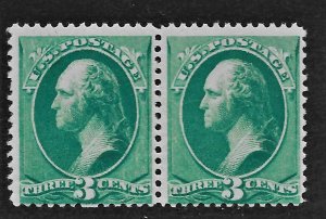 US 1881 Sc. 207 pair VG NH, pencil note on gum of left stamp, Cat. Val. $450.00+