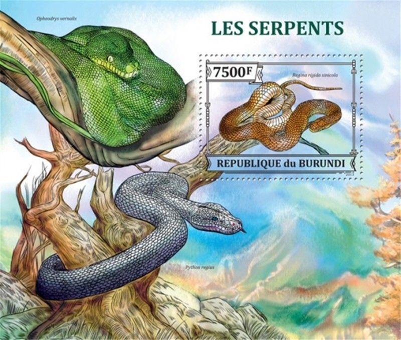 Burundi - 2013 Snakes on Stamps - Stamp Souvenir Sheet - 2J-596