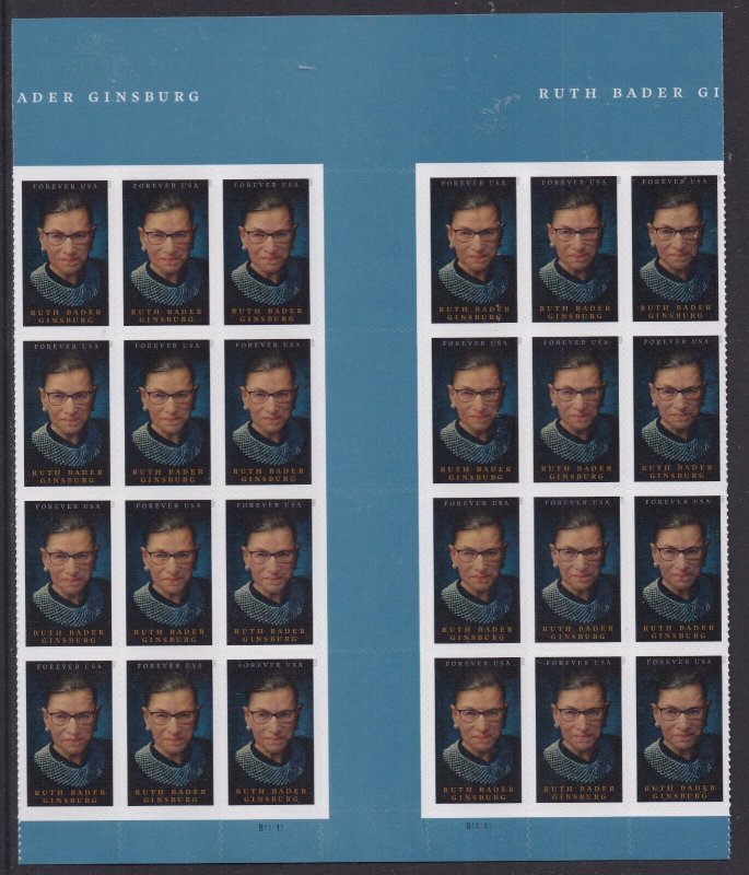 US 5821 Ruth Bader Ginsburg F vert gutter block 24 MNH 2023