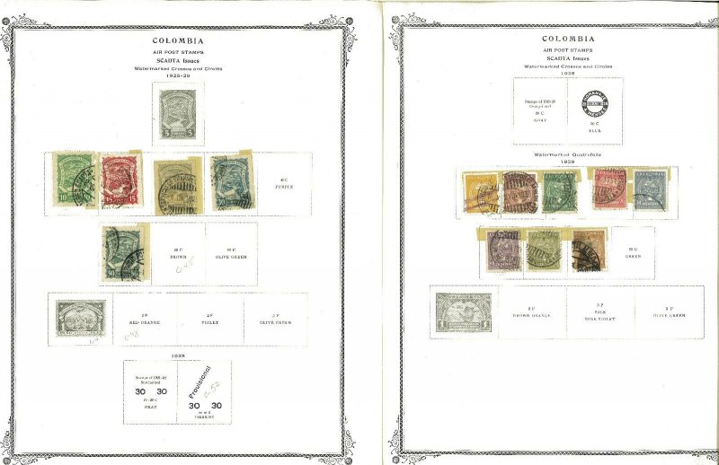 Colombia 1908-1961 M & U in Mounts on Scott Specialty Pages