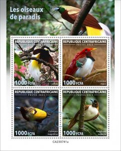 C A R - 2023 - Birds of Paradise - Perf 4v Sheet - Mint Never Hinged