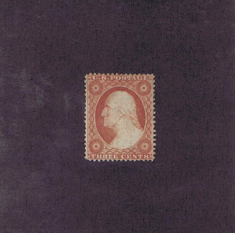 SCOTT# 25 UNUSED ORIGINAL GUM H 3c WASHINGTON, 1857.  2016 PSAG CERT.  