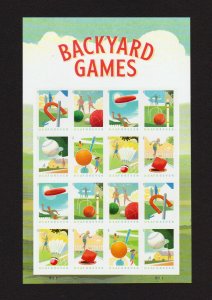 US 5627-5634 Backyard Games Imperf Without / No Die Cut NDC 2021 Pane of 16