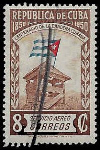 Cuba #C42 Used; 8c Flag at Cuban Fort (1951)