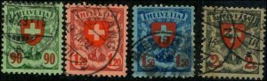 Switzerland SC# 200-203  Coat of Arms used  SCV $31.00