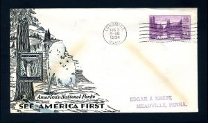 # 742 First Day Cover addressed with Linprint cachet and card dated 8-3-1934