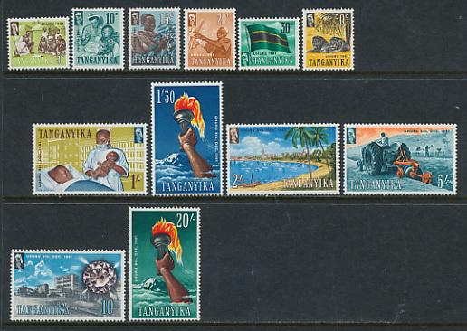 1961 Tanganyika Scott 45-56 Definitives MNH