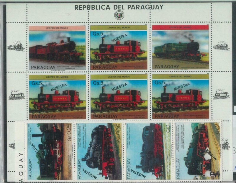 78586 - PARAGUAY - STAMPS:  Steam TRAINS  1985   MNH - SPECIMEN