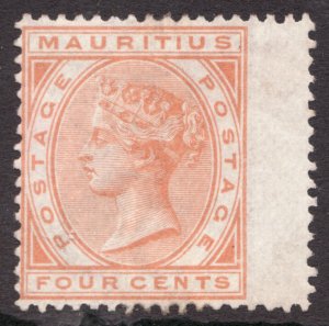 1879 Mauritius Sc #59 - 4¢ Light Orange - Queen Victoria  - No gum - cv$72.50