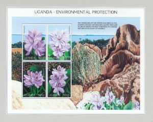 Uganda 1997 Flowers 1v M/S of 4 Imperf Chromalin Proof