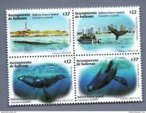 Whale mammal marine life coast shore fauna and lighthouse of Uruguay MNH stam...