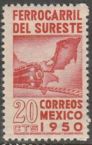 MEXICO 871, 20¢ Opening of Southeastern Railroad. MINT, NH. VF.