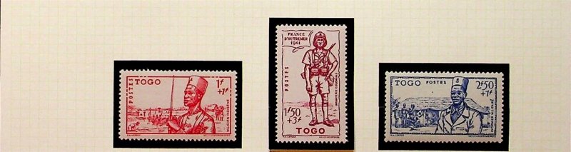 TOGO Sc B10A-C NH ISSUE OF 1941 - NATIVE MILITARY - (CA25)