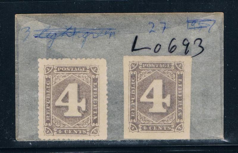 Liberia 27 Unused pair Numeral perf-imperf 1885 (L0693)