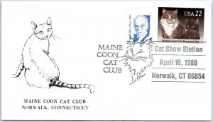 US SPECIAL EVENT COVER THE MAINE COON CAT CLUB SHOW NORWALK CT 1988 - TYPE B