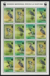 Central African Rep. Birds WWF Shoebill Sheetlet of 4 sets 1999 MNH