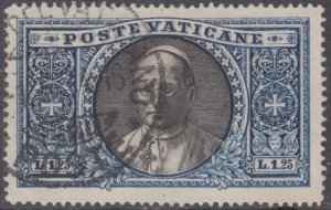 VATICAN Sc # 29 USED - POPE PIUS XI, SINGLE VALUE in SET