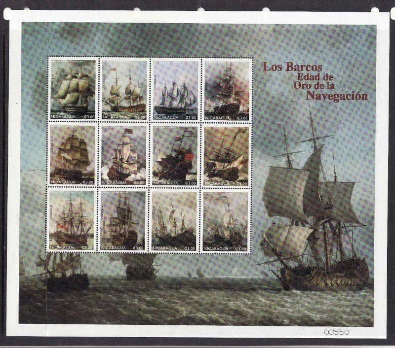 Nicaragua-Sc#2260-unused NH large sheet-Ships-1999-