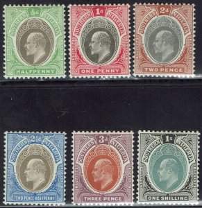 SOUTEHRN NIGERIA 1904 KEVII RANGE TO 1/- WMK MULTIPLE CROWN CA