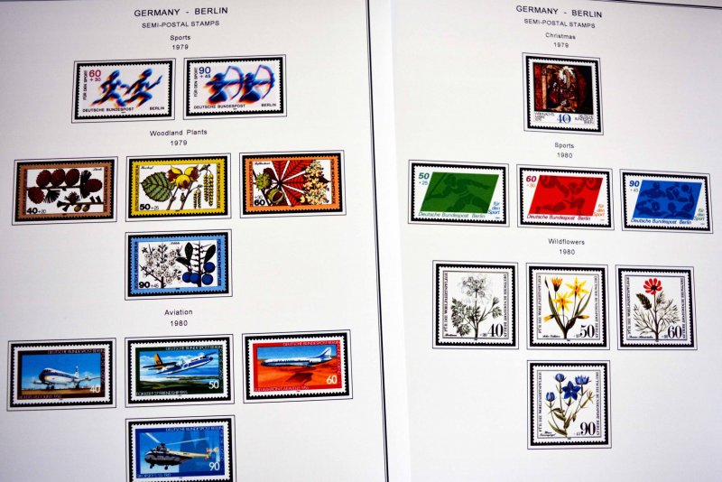 COLOR PRINTED GERMANY BERLIN 1948-1990 STAMP ALBUM PAGES (76 illustrated pages)