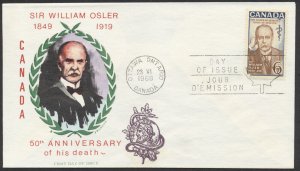 1969 #495 Sir William Osler FDC Overseas Mailers Cachet Ottawa