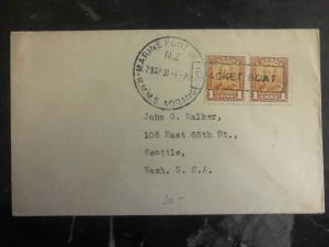 1931 Canada Paquebot Cover Marine Post Office New Zealand To Seattle USA