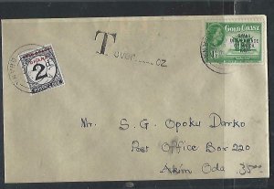 GHANA (P0511B) QEII 1 1/2D COVER TO AKIM ODA POSTAGE DUE 2D 