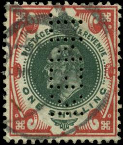 Great Britain Scott 138a Used  Dark Green Perfin  KENT