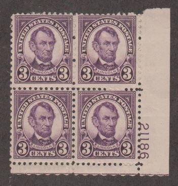 U.S. Scott #635 Lincoln Stamps - Mint Plate Block