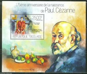 TOGO  2014 175th  BIRTH ANNIVERSARY OF PAUL CEZANNE SOUVENIR SHEET  MINT NH