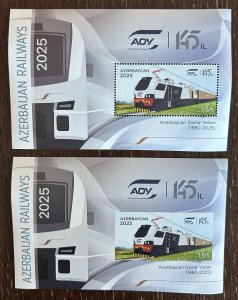 Azerbaijan 2025 State Railways 145 ann Train RARE Set Perf + Imperforated blocks