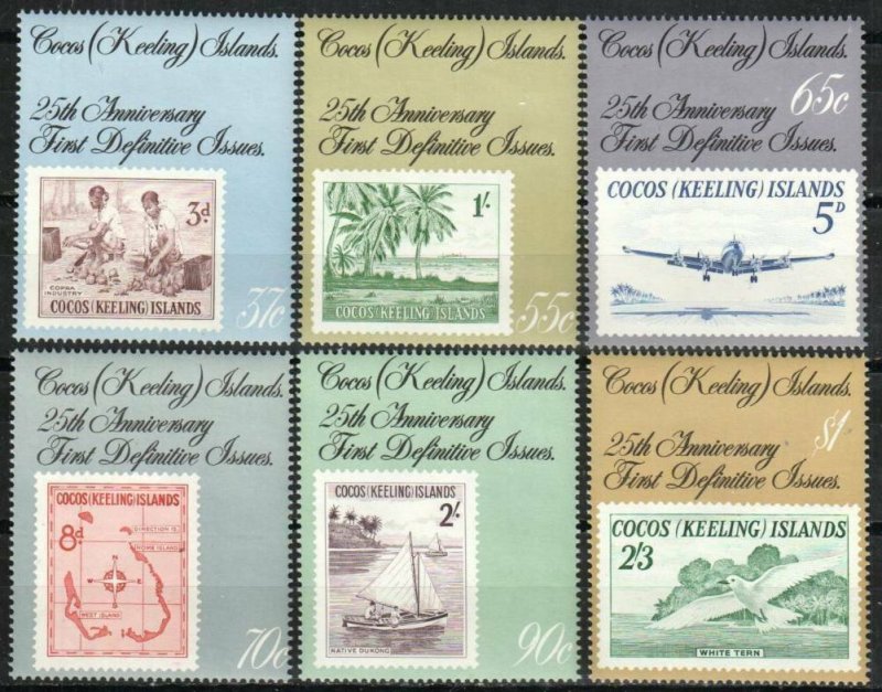 Cocos Islands Stamp 177-182  - 25th anniversary of Cocos stamps