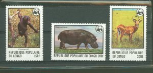 Congo, Peoples Rep. (ex Fr. Congo) #456-8 Mint (NH) Single (Complete Set) (Animals) (Wildlife) (Wwf)